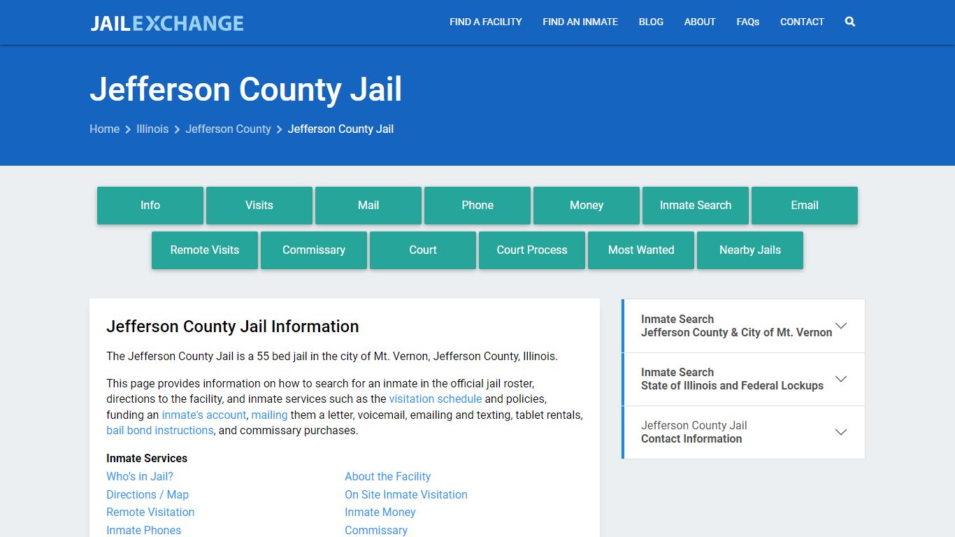 Jefferson County Jail, IL Inmate Search, Information